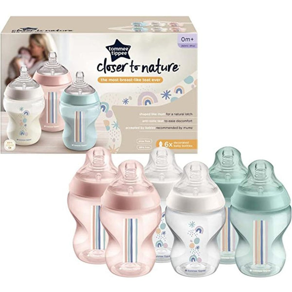 Tommee Tippee Closer to Nature 260ml Decorated Bottles x6