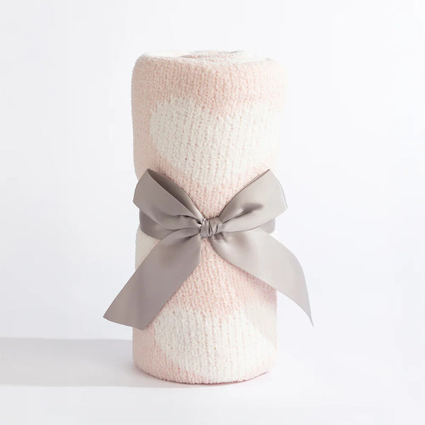 Living Textiles Chenille Blanket - Pink Hearts