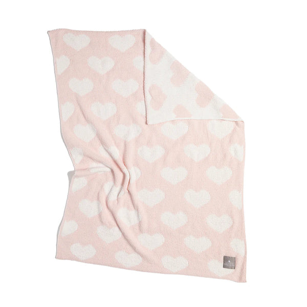 Living Textiles Chenille Blanket - Pink Hearts