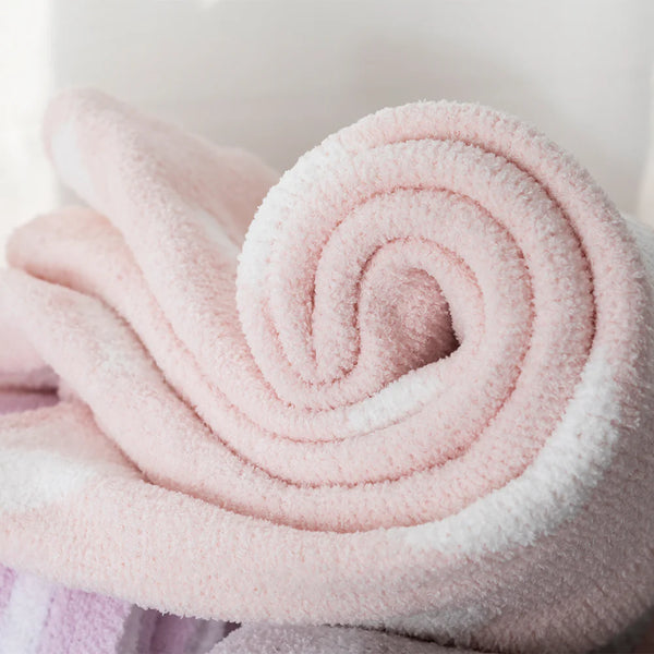 Living Textiles Chenille Blanket - Pink Hearts