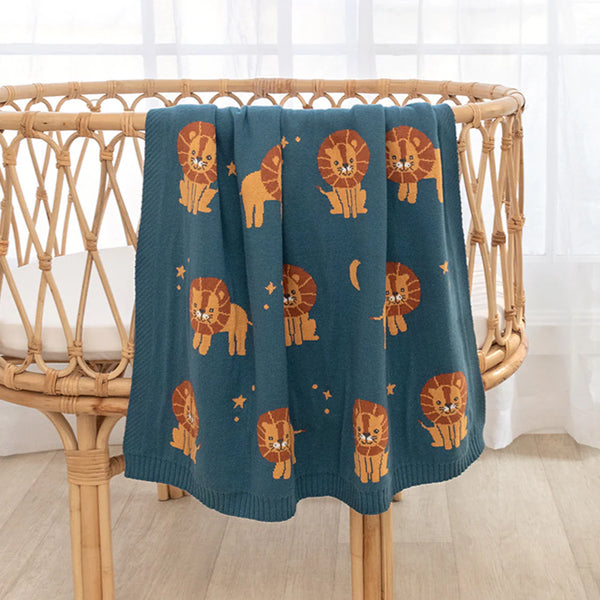 Living Textiles 100% Cotton Whimsical Lion Blanket