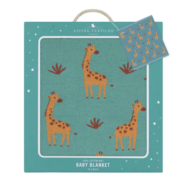 Living Textiles 100% Cotton Whimsical Giraffe Baby Blanket
