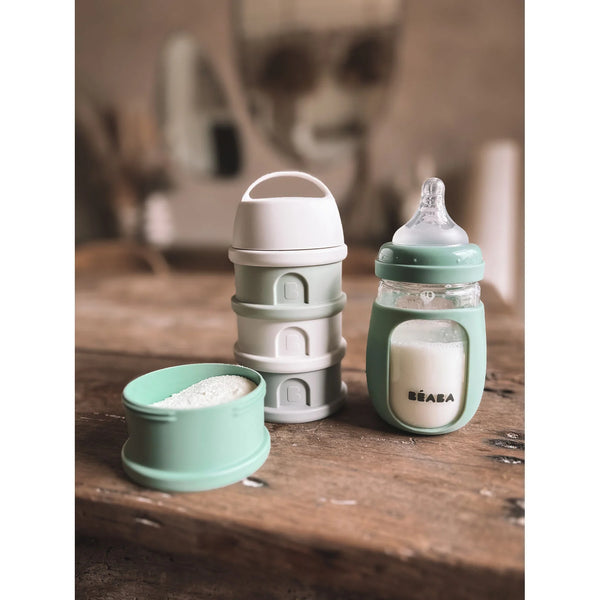 Beaba Stacked Formula Milk Container - Sage Green/Cotton