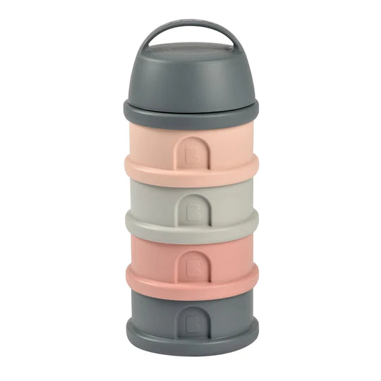 Beaba Stacked Formula Milk Container - Mineral Grey/Pink