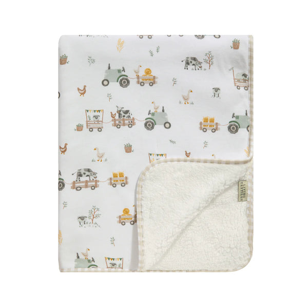 Living Textiles Jersey Sherpa Blanket - Tractor Ride