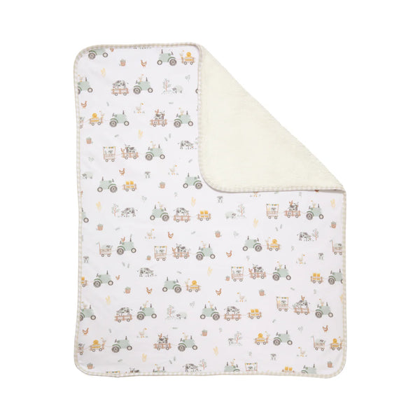 Living Textiles Jersey Sherpa Blanket - Tractor Ride