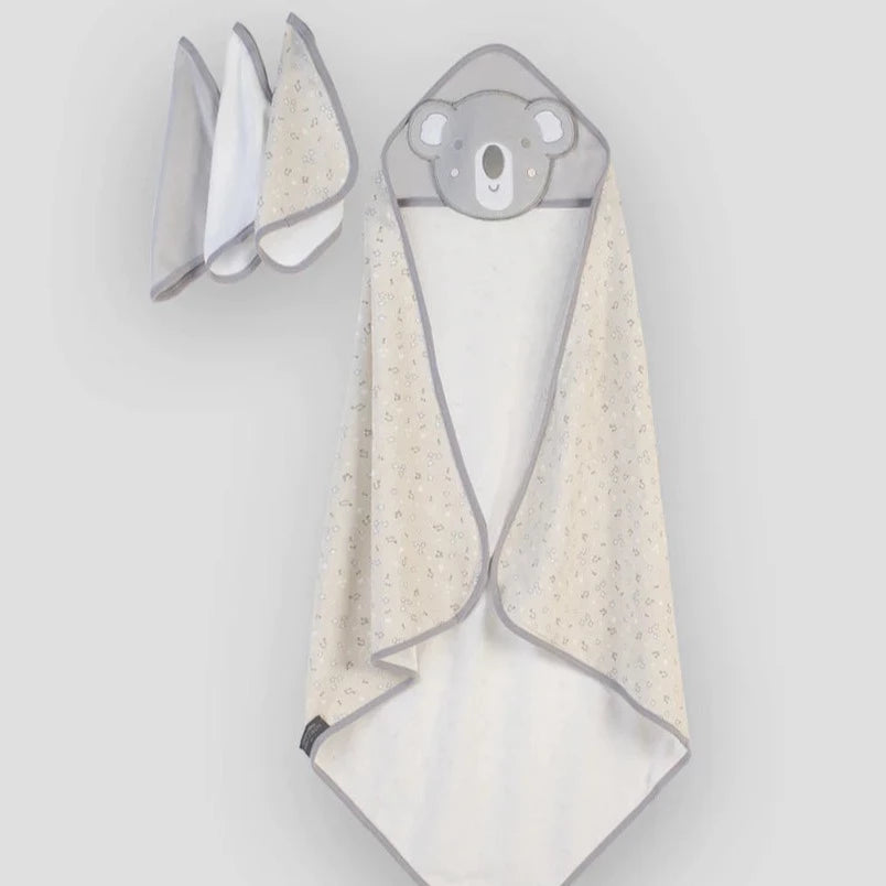 The Little Linen Co Baby Hooded Towel Washers Set Cheeky Koala