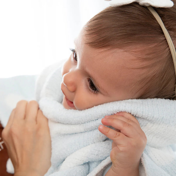 Living Textiles Chenille Blanket - Blue Clouds