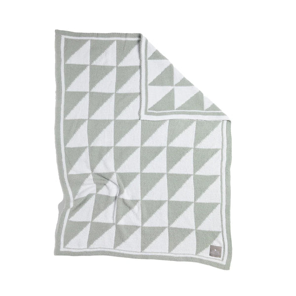 Living Textiles Chenille Blanket - Sage Triangles