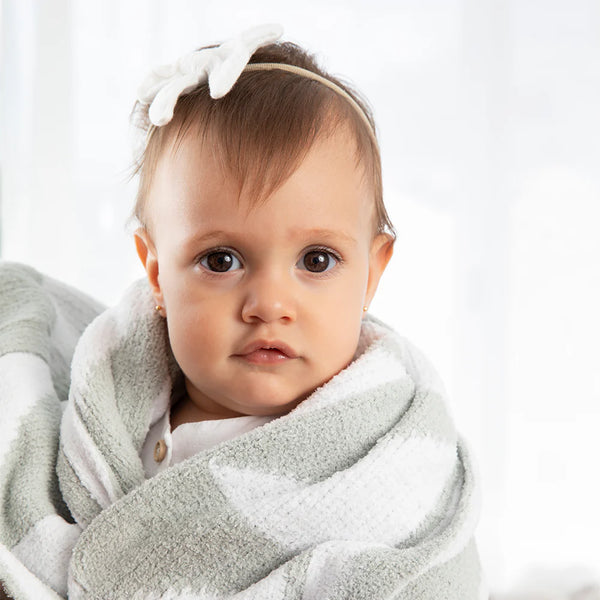 Living Textiles Chenille Blanket - Sage Triangles