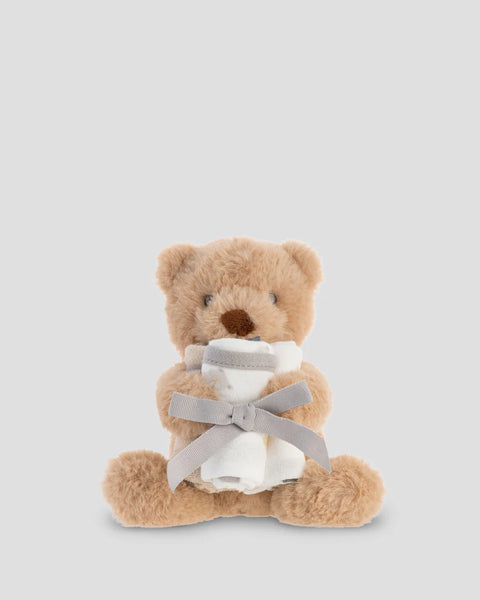 The Little Linen Co Soft Plush Baby Toy & Face Washers - Nectar Bear