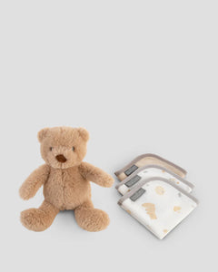 The Little Linen Co Soft Plush Baby Toy & Face Washers - Nectar Bear