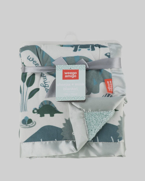 Weegoamigo Sherpa + Mink Blanket - Roar-y McIlroy  Dinosaur