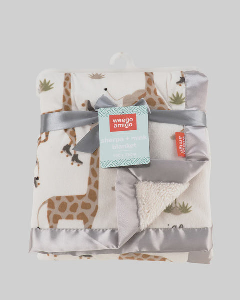Weegoamigo Sherpa + Mink Blanket - Stevie Necks  Giraffe