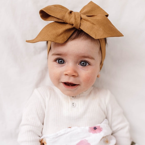 Snuggle Hunny Linen Bow Headband Wrap