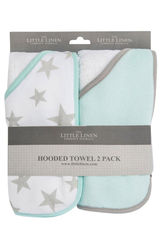 The Little Linen Co Hooded Towels 2pk - Starlight Mint