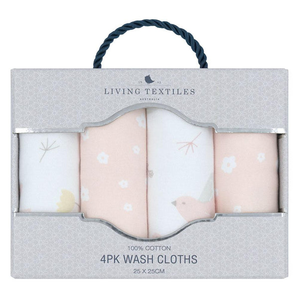 Living Textiles 4pk Face Washers - Ava/Blush Floral