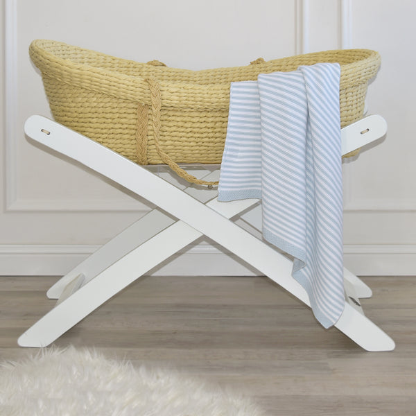 Living Textiles Knitted Stripe Blanket - Blue/White