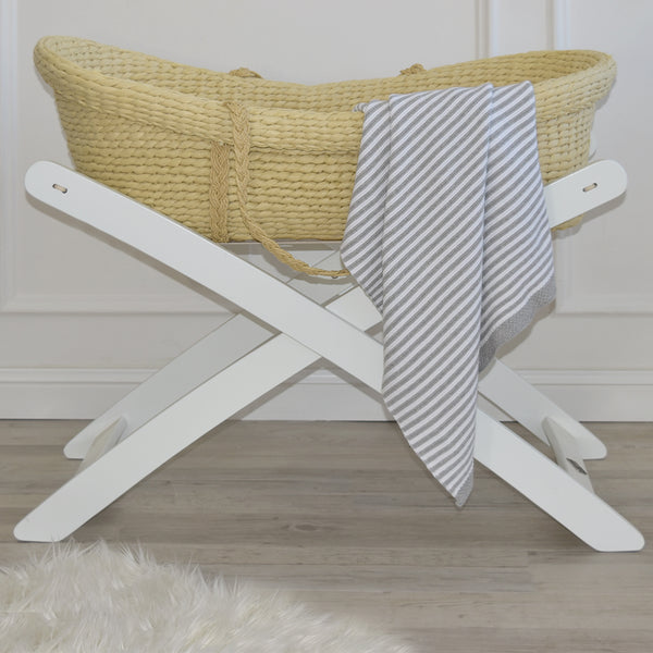 Living Textiles Knitted Stripe Blanket - Grey/White