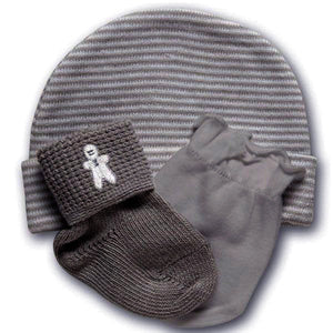Playette Newborn Cap, Mitten & Sock Gift Set - Grey