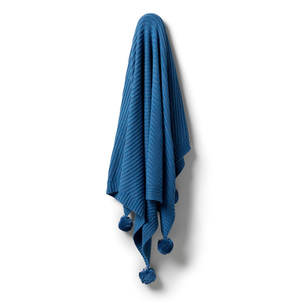 Wilson & Frenchy Knitted Jacquard Blanket - Denim Fleck