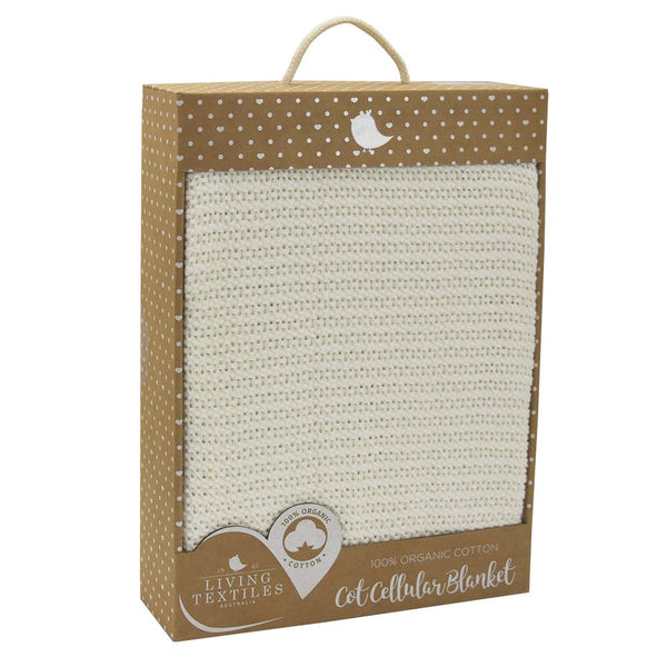 Living Textiles Organic Cot Cellular Blanket - Natural white
