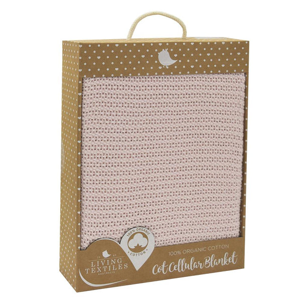 Living Textiles Organic Cot Cellular Blanket - Rose quartz
