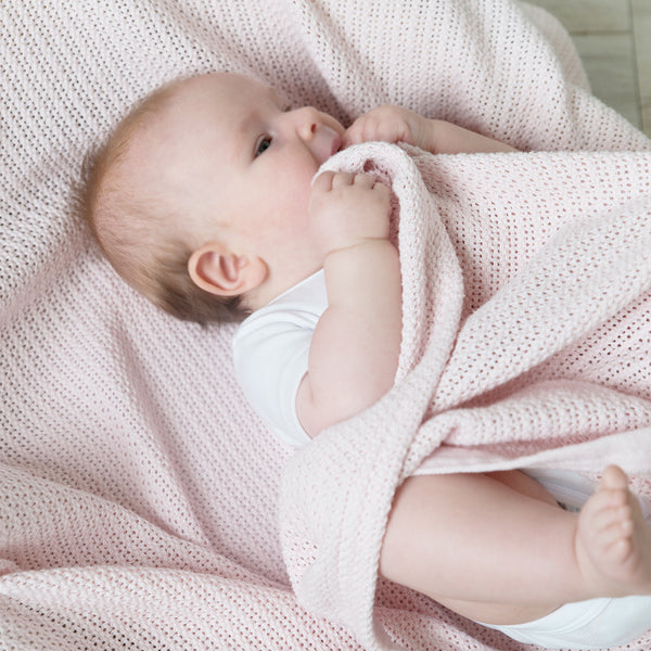 Living Textiles Organic Cot Cellular Blanket - Rose quartz