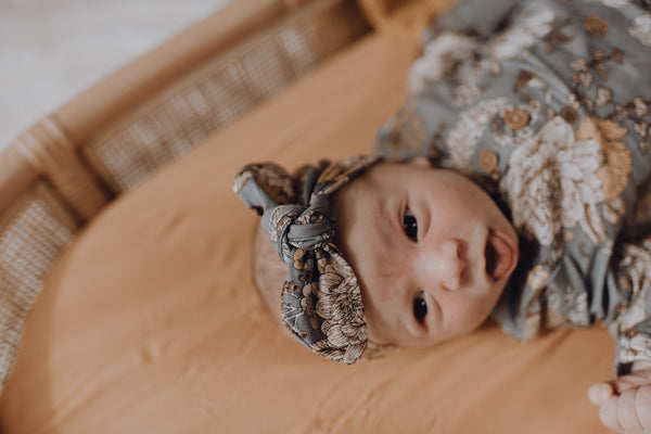 Luna's Treasures Jersey Topknot Headband - Indigo Blooms