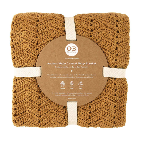 OB Designs Crochet Baby Blanket - Cinnamon