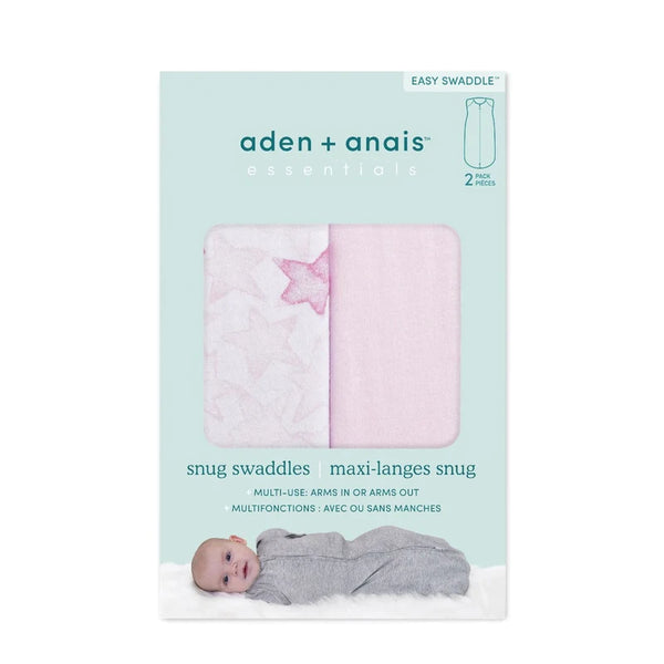 Aden + Anais Essentials Snug Swaddles 2pk - Twinkling Stars Pink