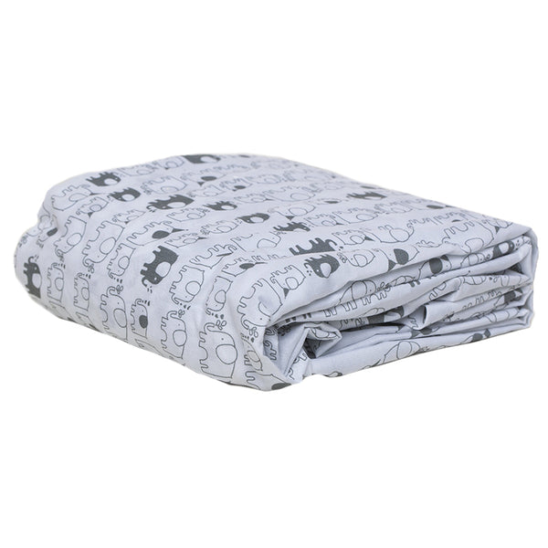 Playette Travel Cot Fitted Sheet - White Elephants