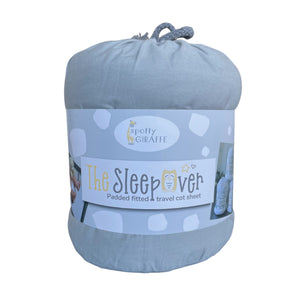 Spotty Giraffe Sleepover Padded Fitted Sheet for Portable Cots - Grey