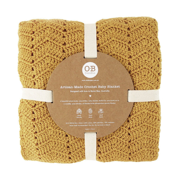 OB Designs Crochet Baby Blanket - Turmeric