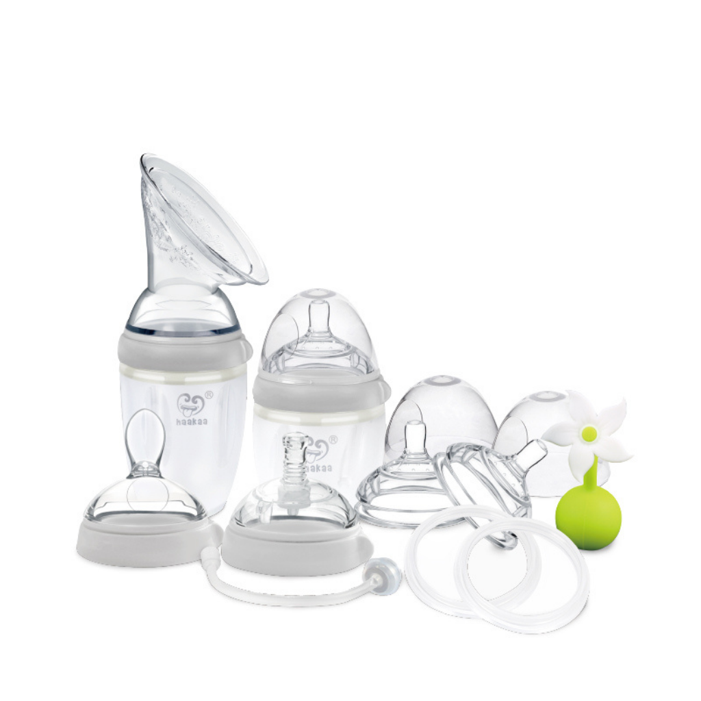 Haakaa Generation 3 Silicone Pump and Bottle Premium Pack-Grey