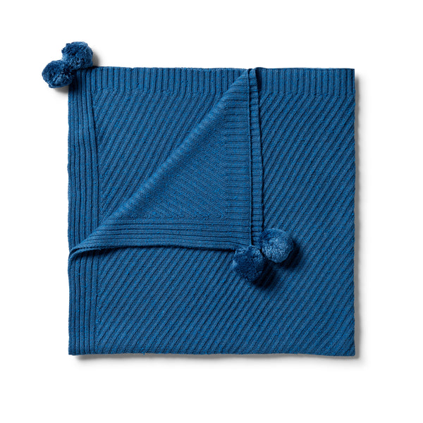 Wilson & Frenchy Knitted Jacquard Blanket - Denim Fleck