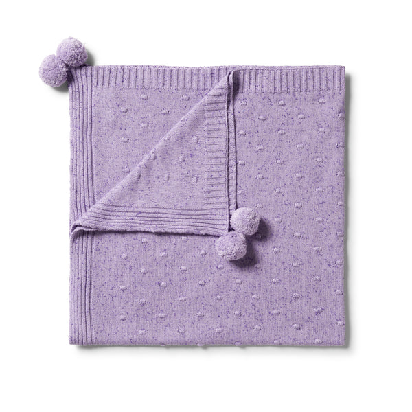 Wilson & Frenchy Knitted Spot Jacquard Blanket - Pastel Lilac Fleck