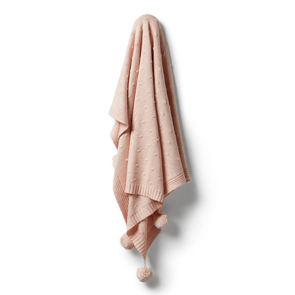 Wilson & Frenchy Knitted Spot Jacquard Blanket - Flamingo Oatmeal Fleck