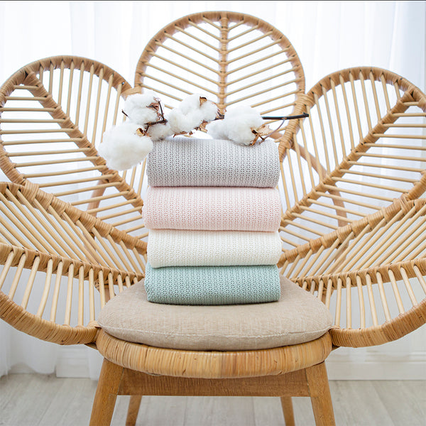 Living Textiles Organic Cot Cellular Blanket - Rose quartz