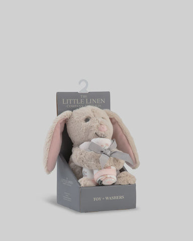 The Little Linen Co Soft Plush Baby Toy & Face Washers - Harvest Bunny