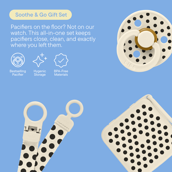 BIBS Gift Set Soothe & Go - Polka Ivory/Black