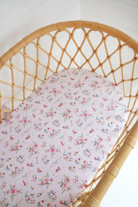 Snuggle Hunny Fitted Bassinet Sheet/Change Mat Cover - Alice's Tea Party