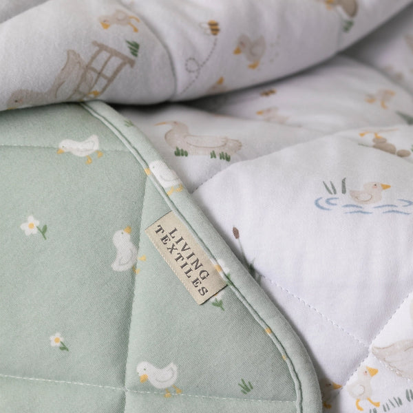 Living Textiles Reversible Organic Jersey Quilted Cot Comforter - Goosey Goosey