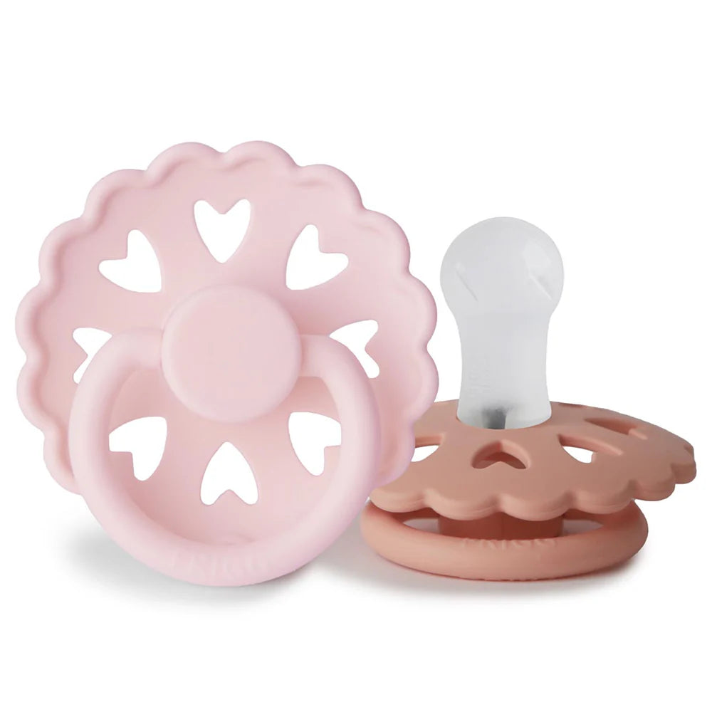 FRIGG Fairytale Pacifier 2 Pack Silicone - White Lilac/Pretty in Peach