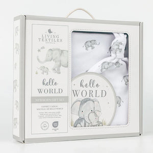 Living Textiles Hello World Gift Set - Watercolour Elephant