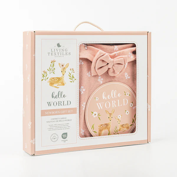 Living Textiles Hello World Gift Set - Dusty Rose Flowers