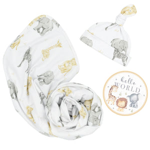 Living Textiles Hello World Gift Set - Savanna Babies