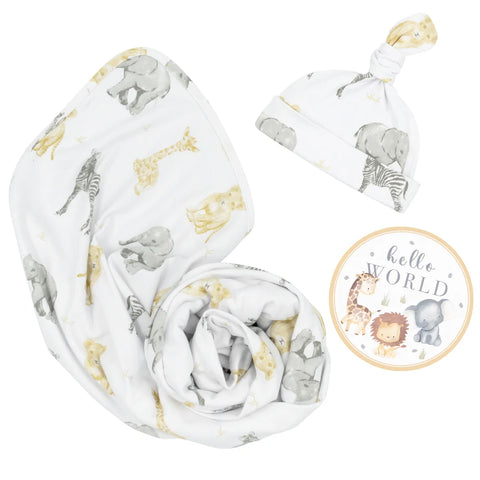 Living Textiles Hello World Gift Set - Savanna Babies