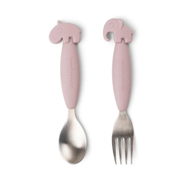 Done by Deer Easy-Grip Spoon 2 Piece Set - Powder