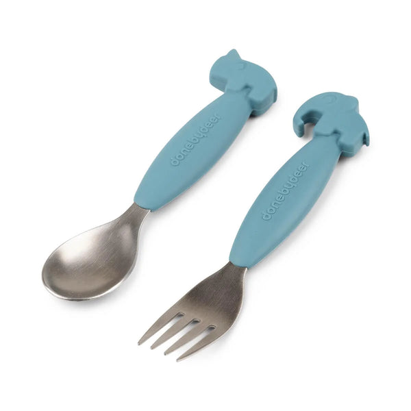 Done by Deer Easy-Grip Spoon 2 Piece Set - Blue